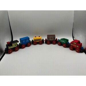 Midget Railway Wooden Pretend Toy Train Set 6 Pieces by Montgomery‎ School House